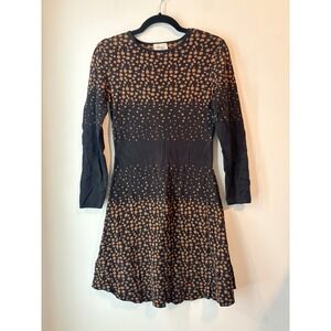 Vintage Y2K Beige By Eci Trapeze Fit And Flare Dress Medium Long Sleeve Whimsy